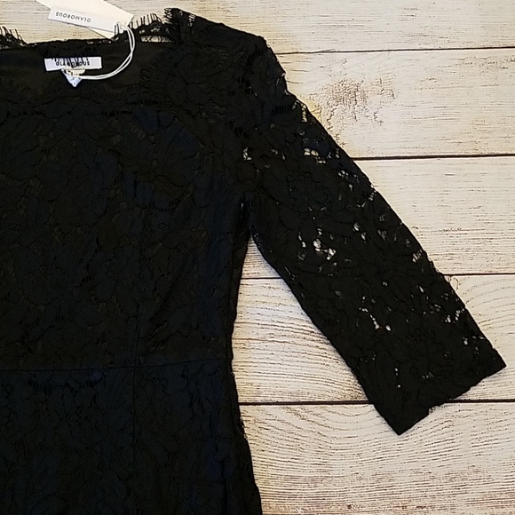 NWT Glamorous Black Lace Raw Hem Dress XS - Picture 5 of 8